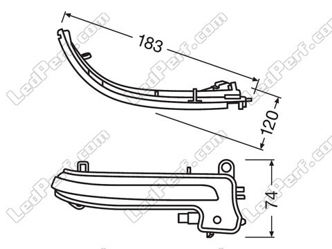 Abmessungsschema der dynamischen Osram Blinker für BMW Serie 4 (F32)