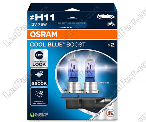 Glühlampen H11 Osram Cool Blue Boost 5500K Xenon-Effekt Ref: 62211CBB-2HB in Verpackung mit 2 Glühlampen